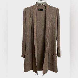 Brunella Gori Extra Fine Merino Wool Open Cardigan Size S Heathered Brown Preppy